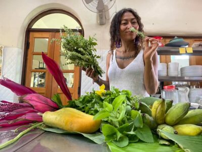 plant-based vegan food at Mala Dhara Yoga Retreat Center, Eco Resort & Organic Farm